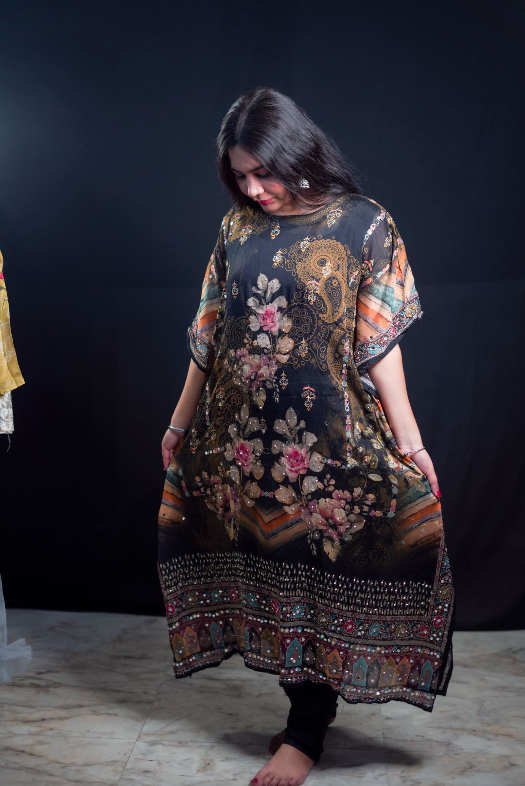 Midnight Bloom Kaftan Set