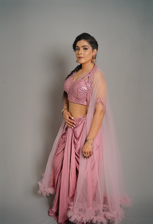 Blush Elegance Dhoti Set