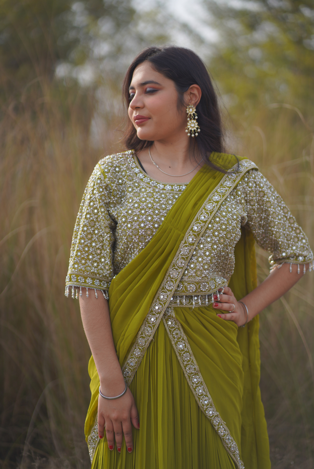 Olive Opulence Mirror Lehenga