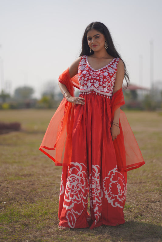 Scarlet Charm Sharara Set