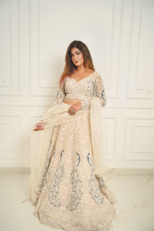 Ivory Bloom Embroidered Lehenga Set