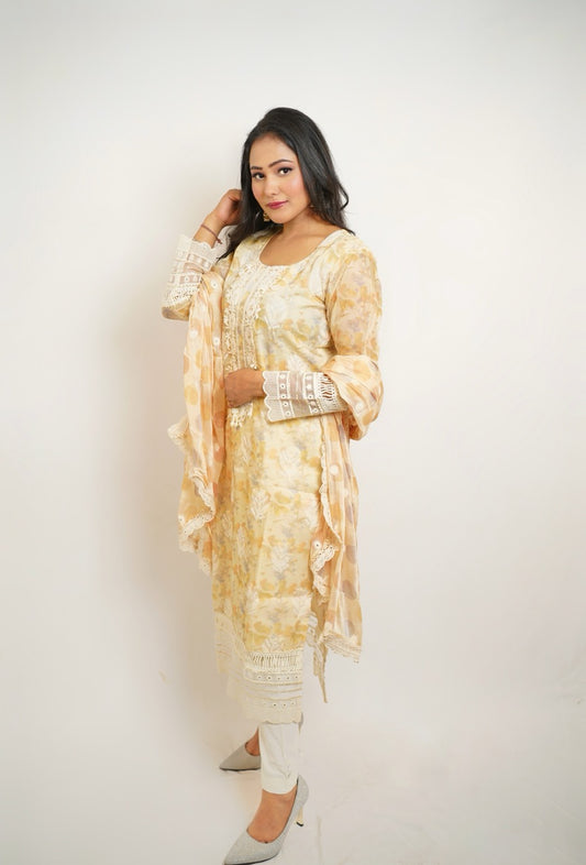 Luxe Cream & Ivory Lace Suit