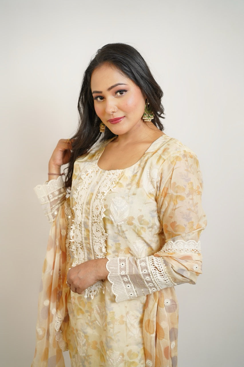 Luxe Cream & Ivory Lace Suit