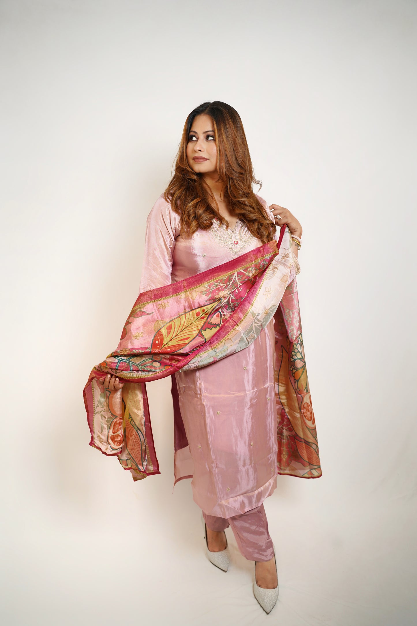 Luxe Dusty Rose Suit with Statement Dupatta
