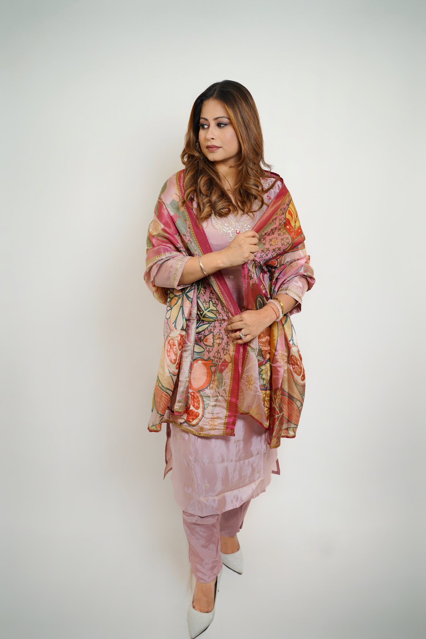 Luxe Dusty Rose Suit with Statement Dupatta
