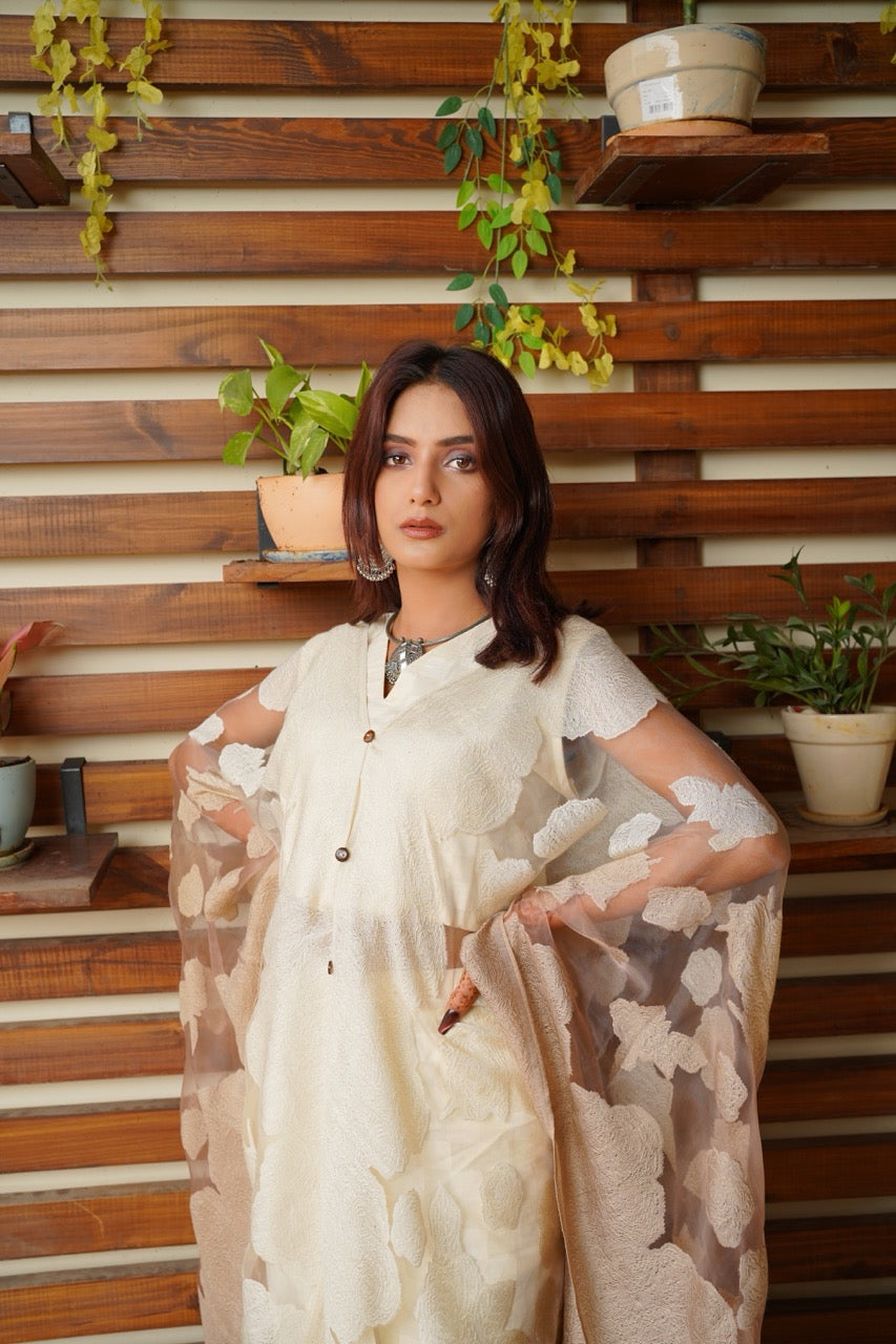 Luxe Floral Organza Cape Set