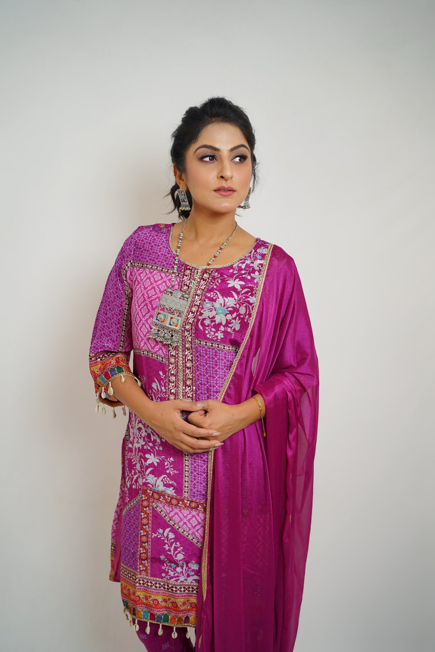 Luxe Magenta Patchwork Suit