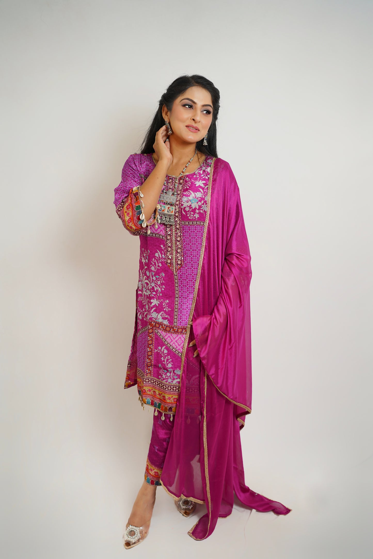 Luxe Magenta Patchwork Suit