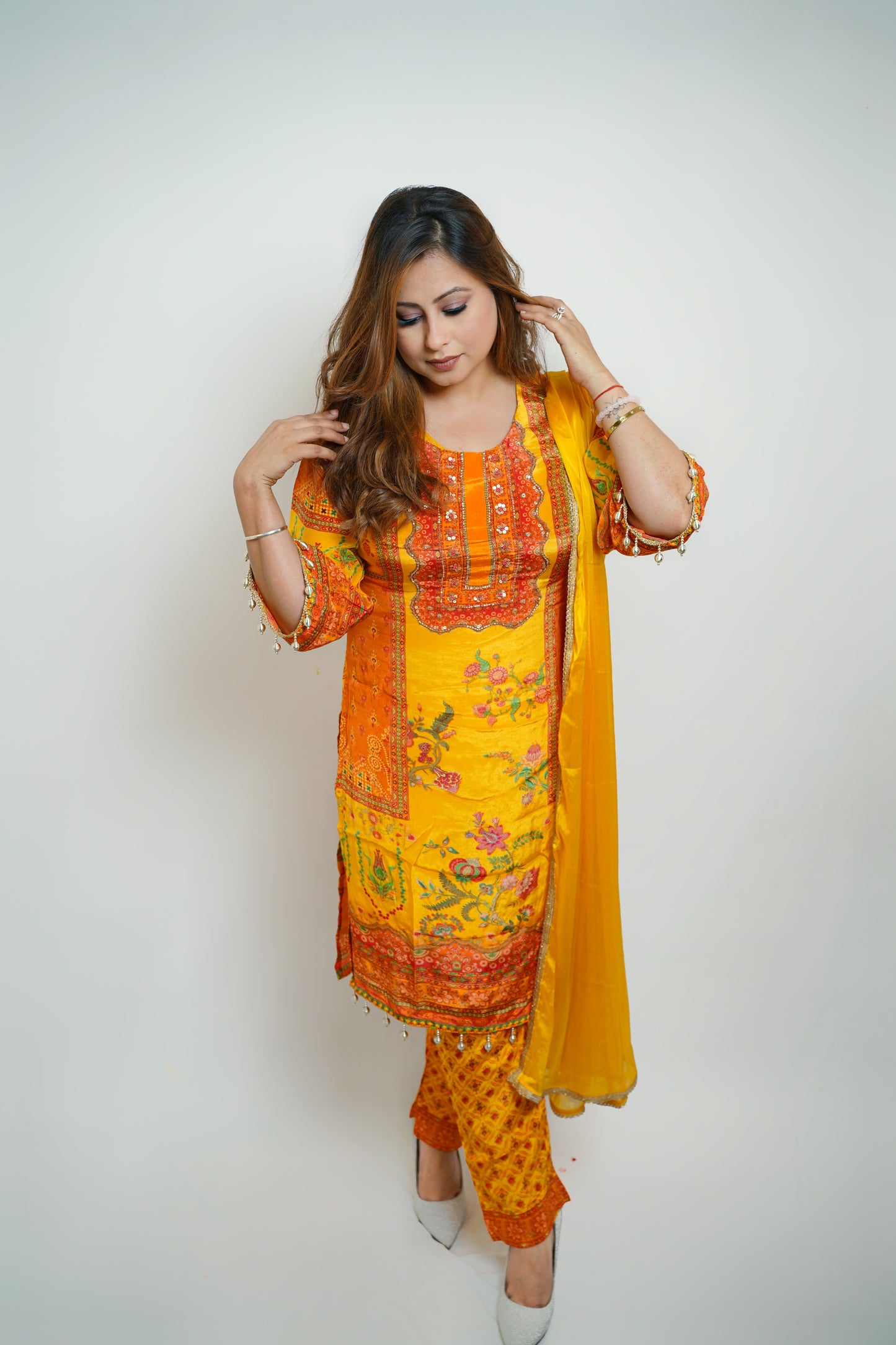 Marigold Festive Patchwork Suit