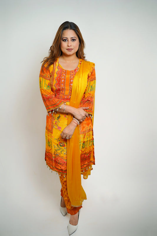 Marigold Festive Patchwork Suit