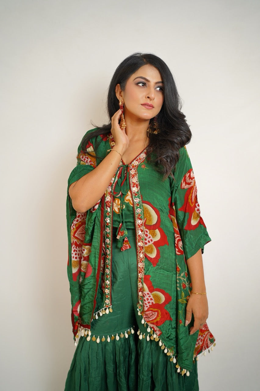 Mehrunisa Emerald Sharara Set