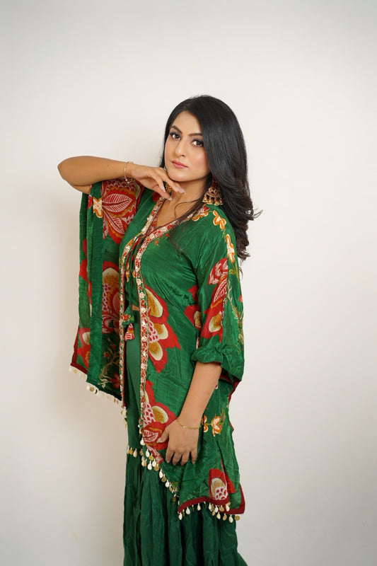 Mehrunisa Emerald Sharara Set