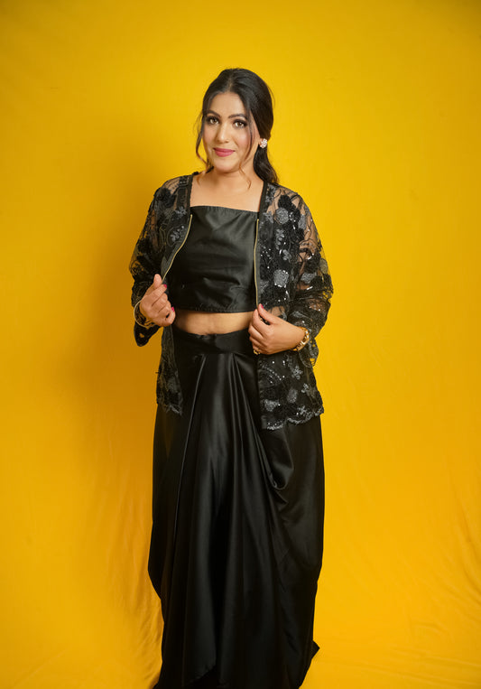 Midnight Glam Dhoti Set