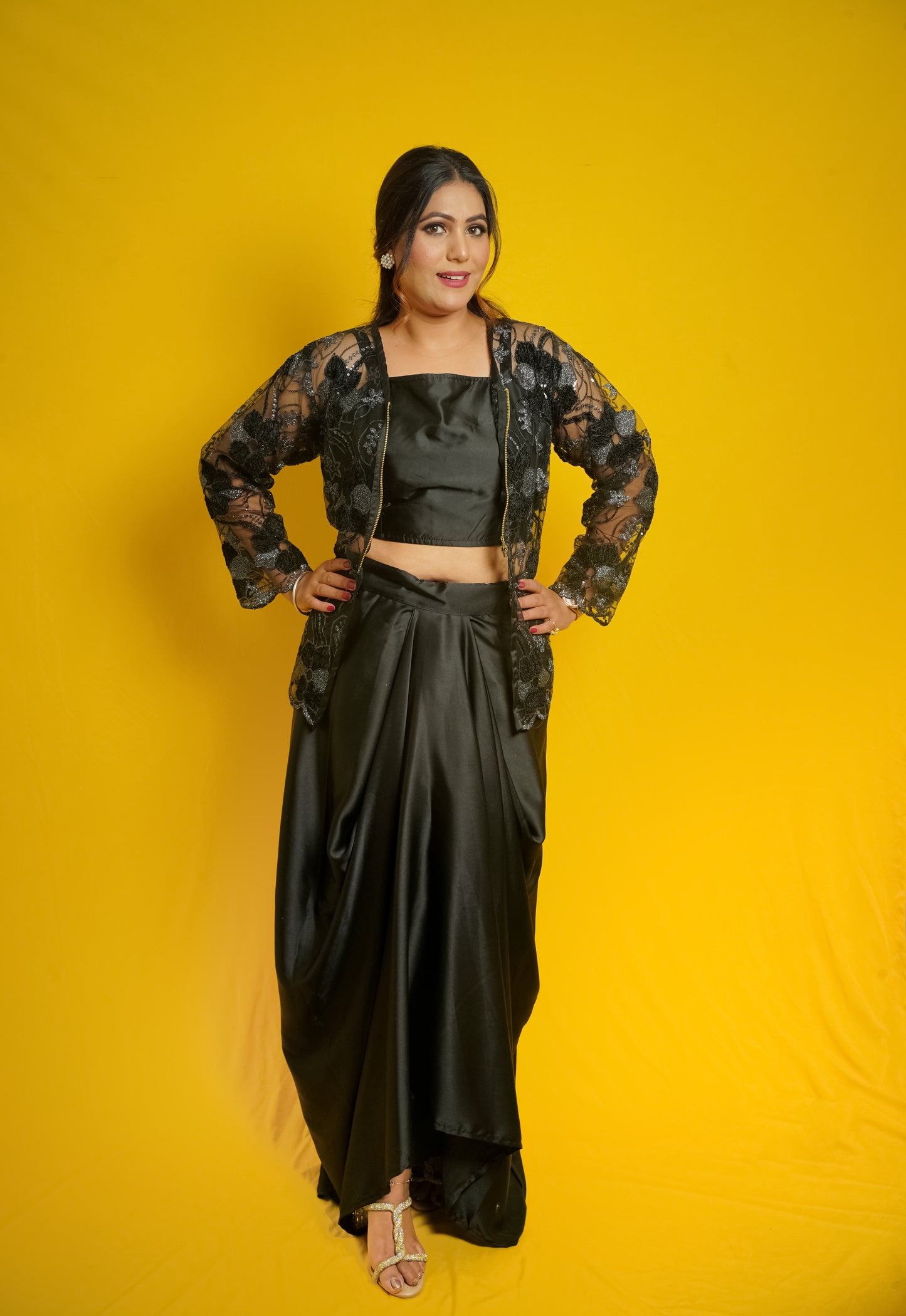 Midnight Glam Dhoti Set