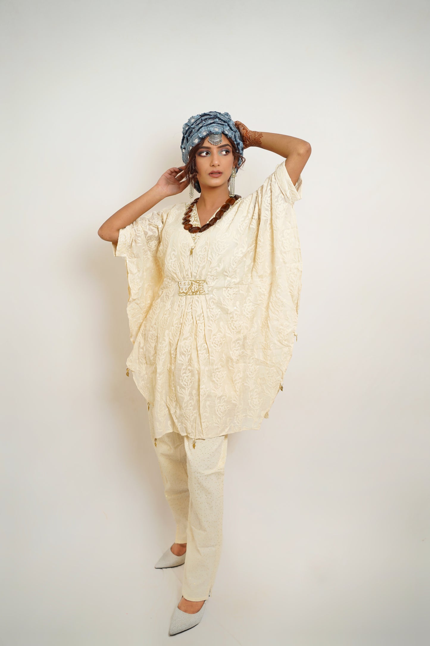 Nazakat Chikankari Kaftan Ensemble