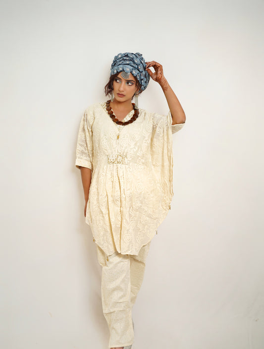 Nazakat Chikankari Kaftan Ensemble