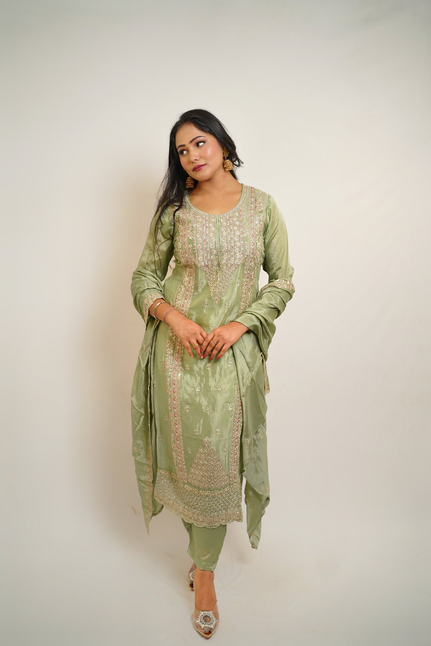 Pista Zari Embroidered Suit