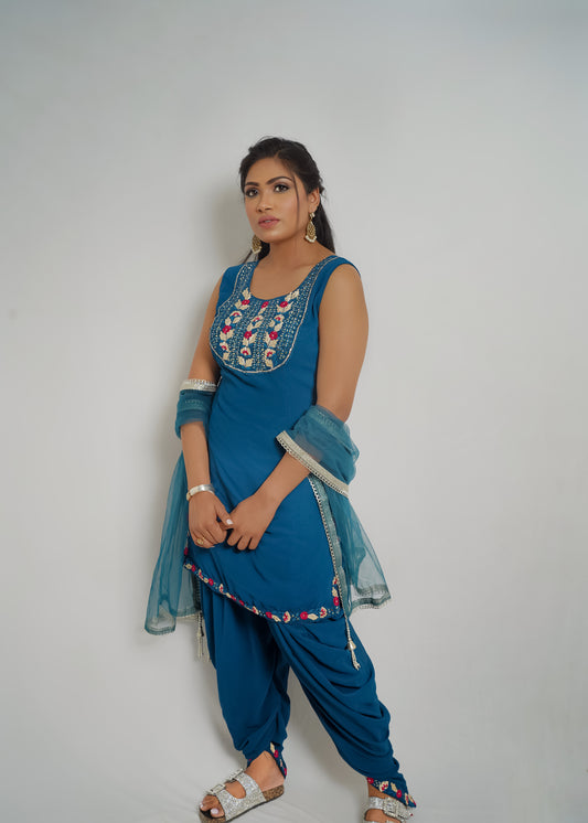 Royal Azure Dhoti Suit