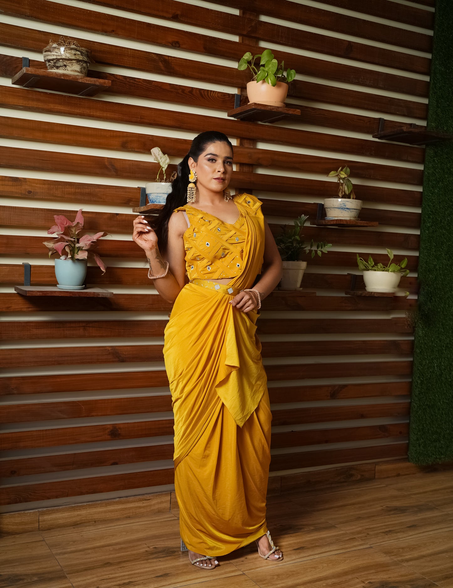 Serene Blue Stitched Saree