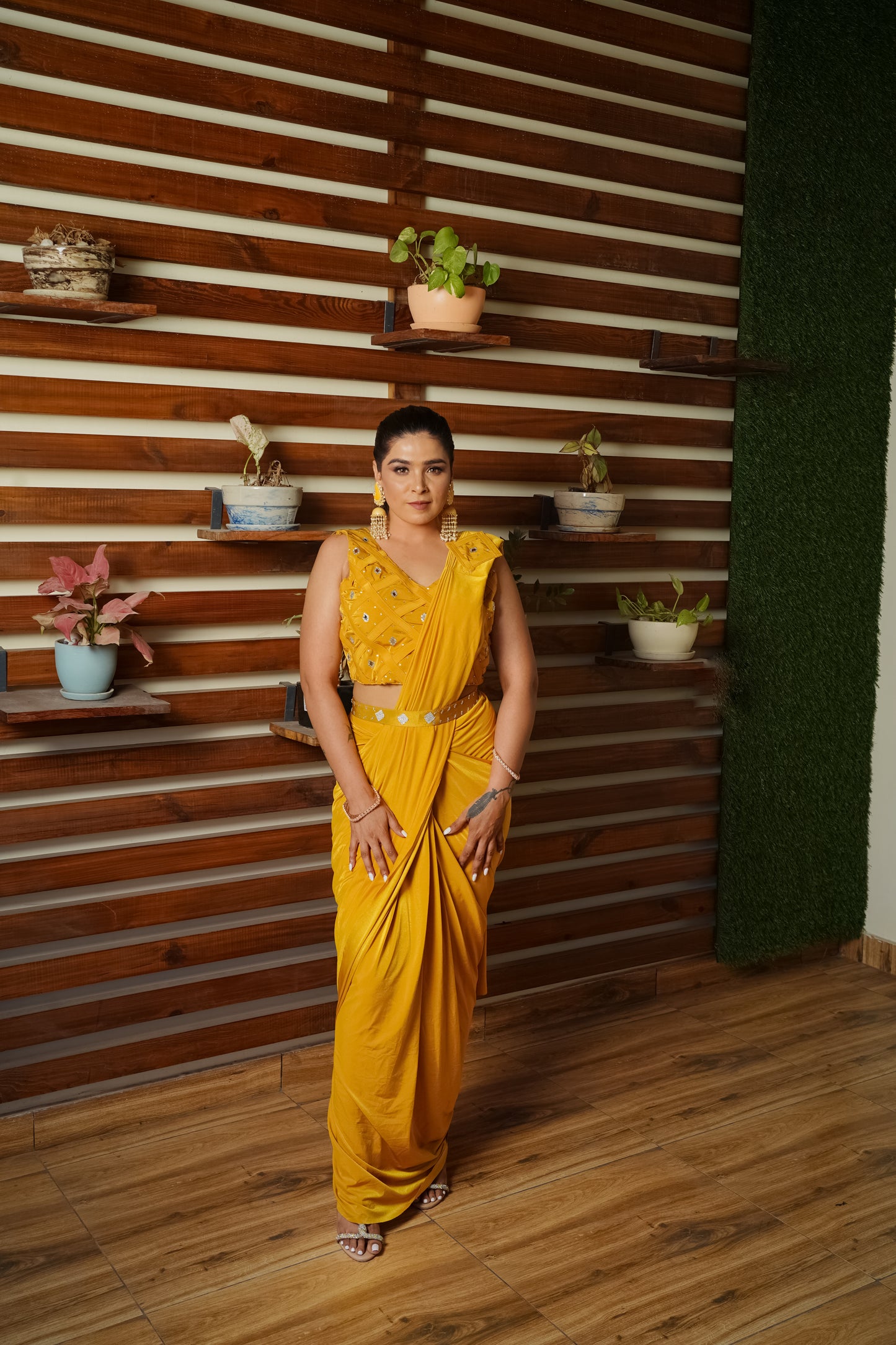Serene Blue Stitched Saree