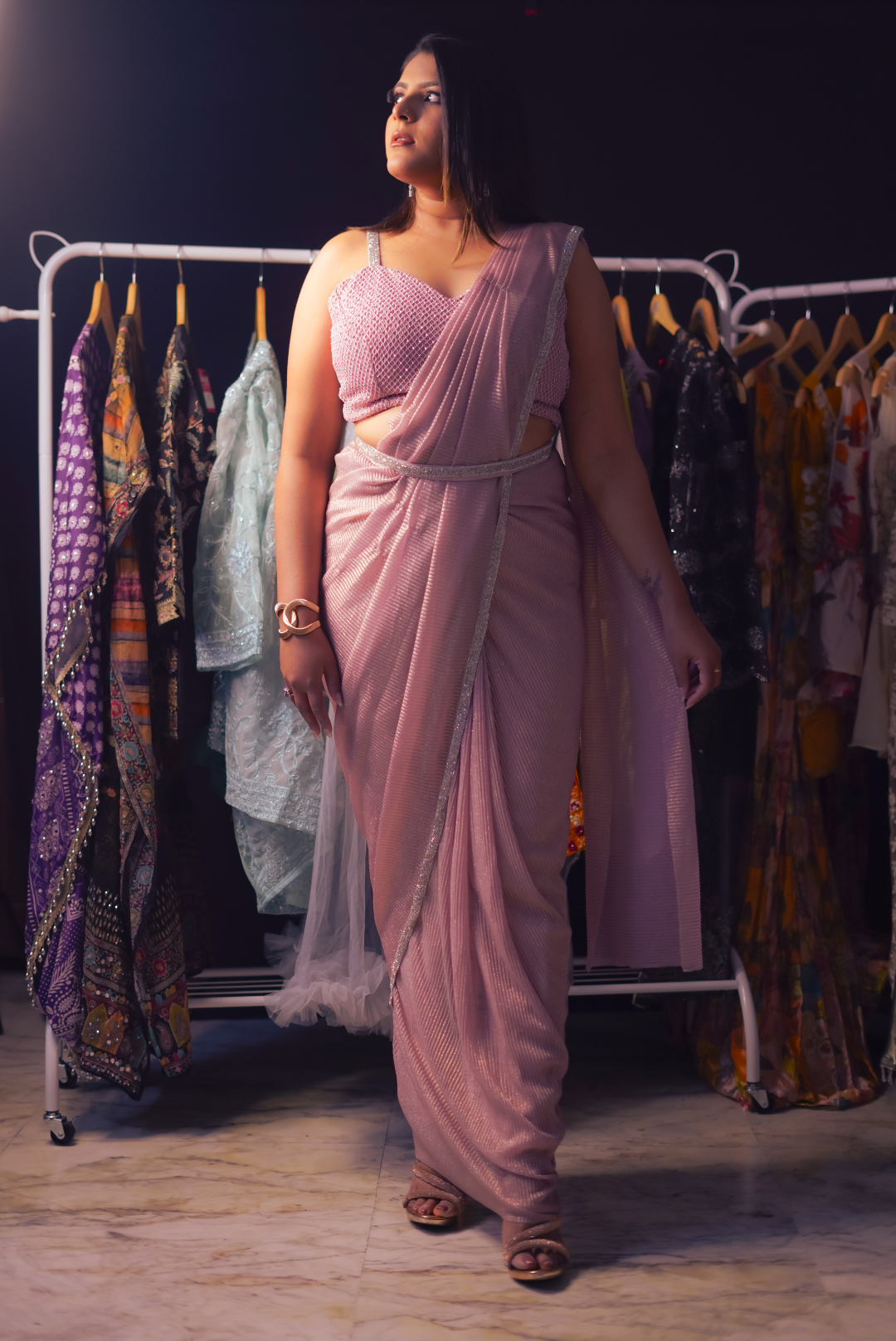 Blush Luxe Stitched Saree