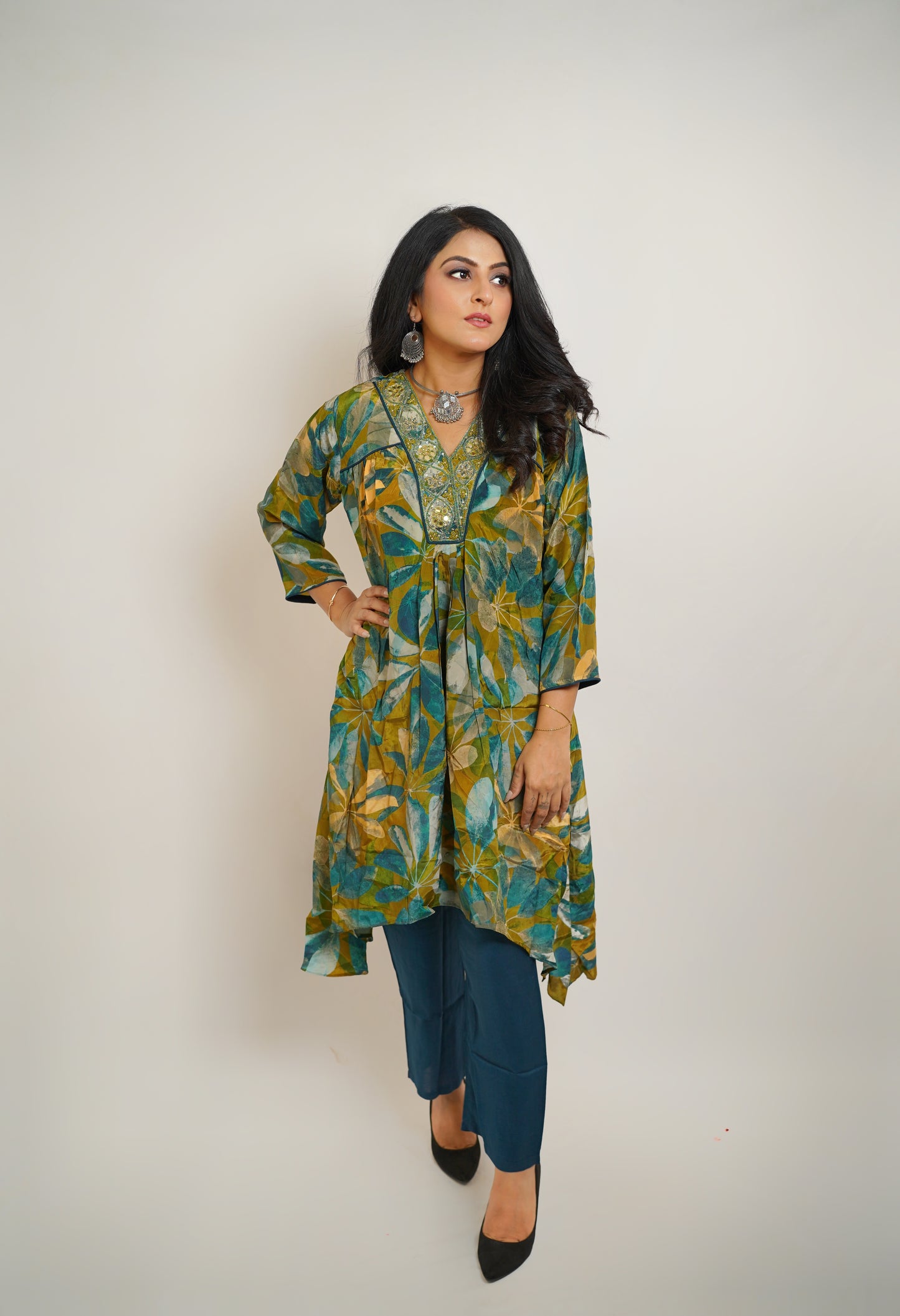 Teal Mirage Tunic Set