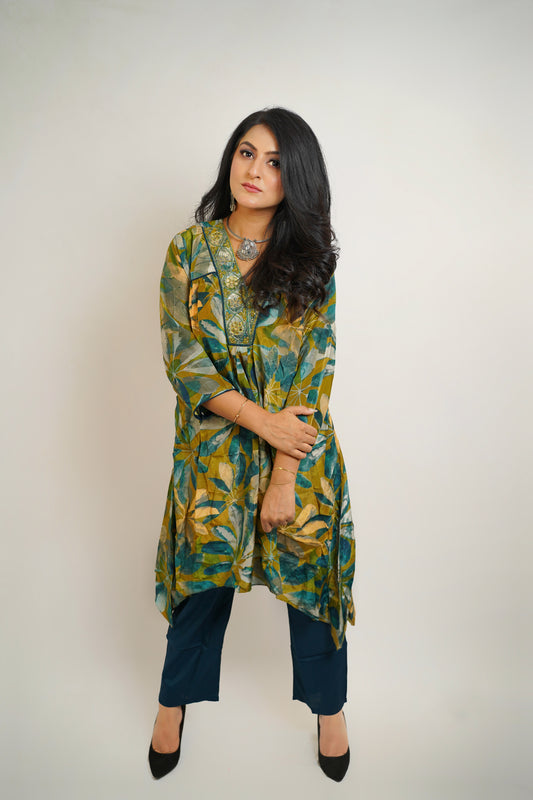 Teal Mirage Tunic Set