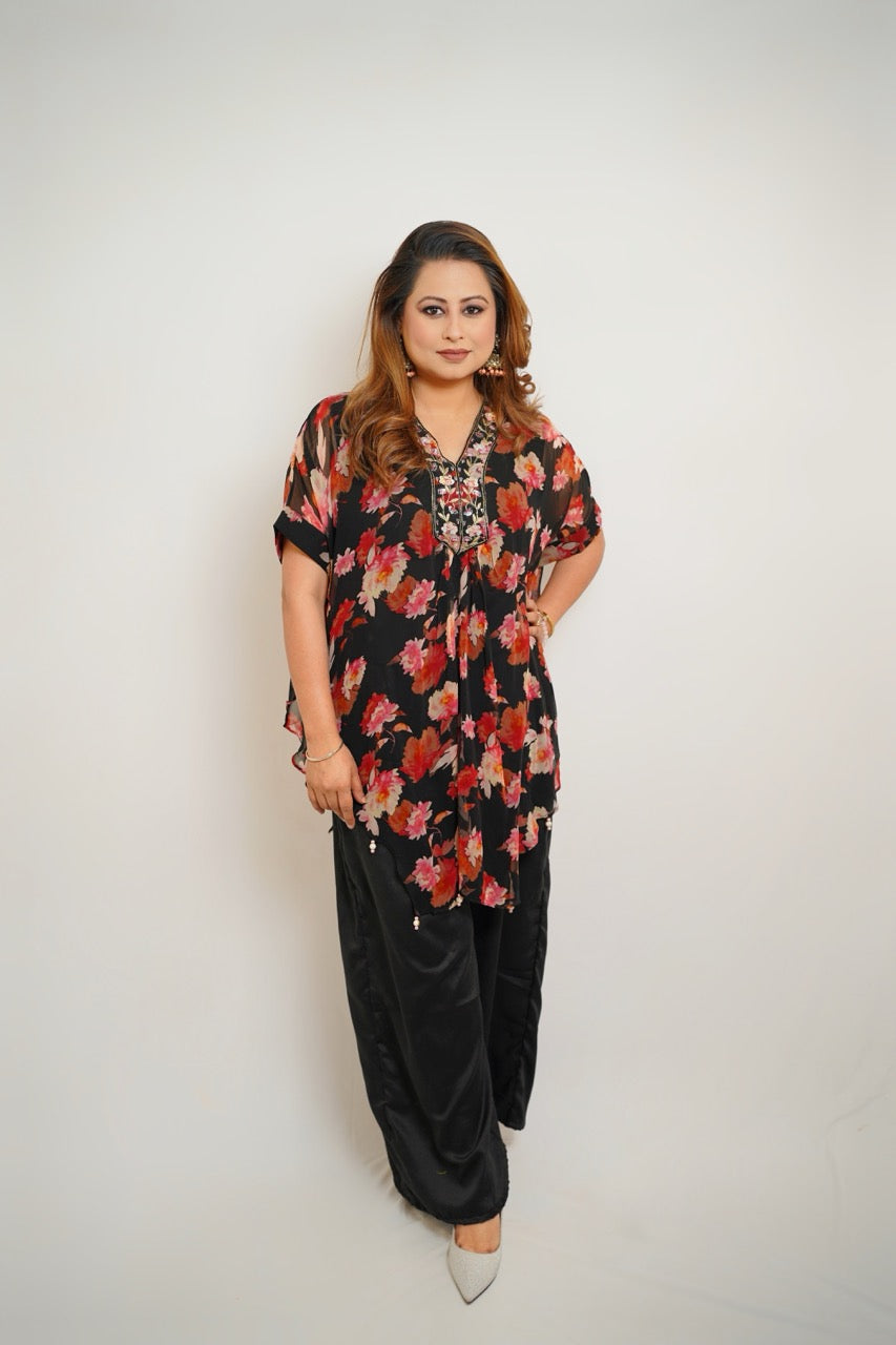Zehra – Mirror Embellished Kaftan Set