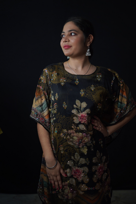 Midnight Bloom Kaftan Set