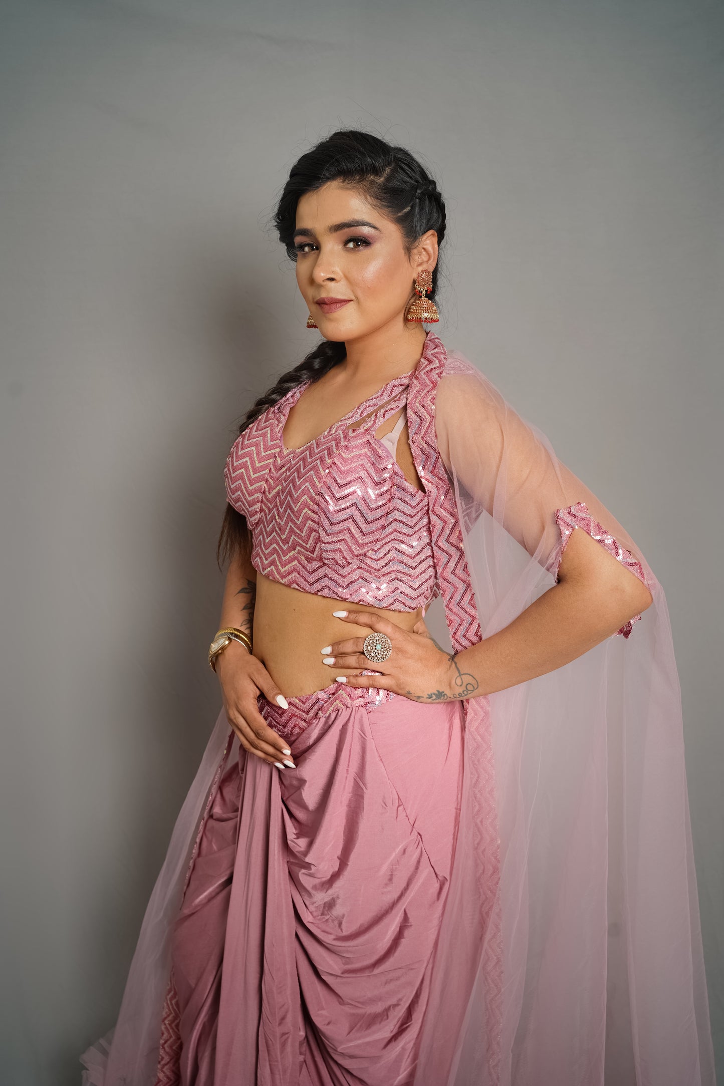 Blush Elegance Dhoti Set