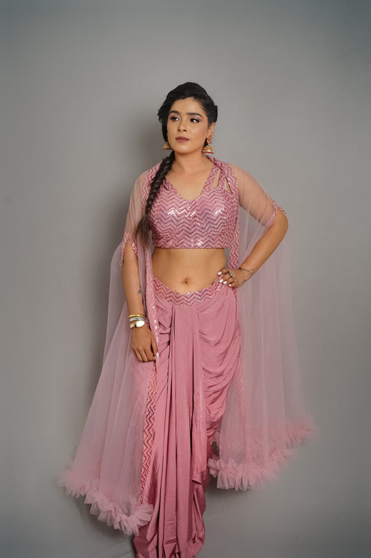 Blush Elegance Dhoti Set