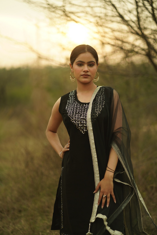 Golden Blossom Dhoti Suit