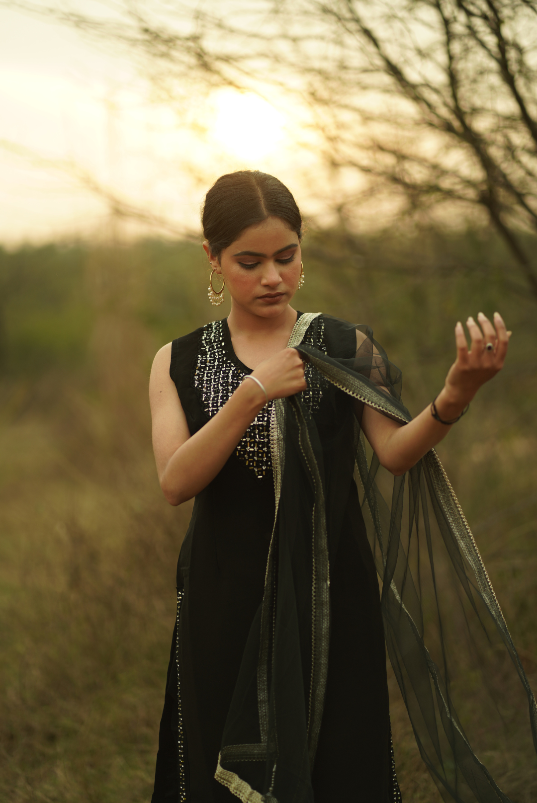 Golden Blossom Dhoti Suit