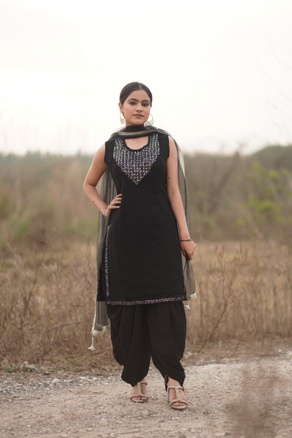 Golden Blossom Dhoti Suit