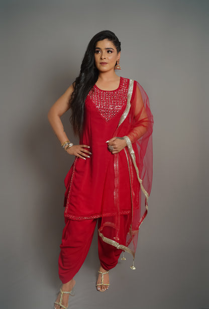 Golden Blossom Dhoti Suit