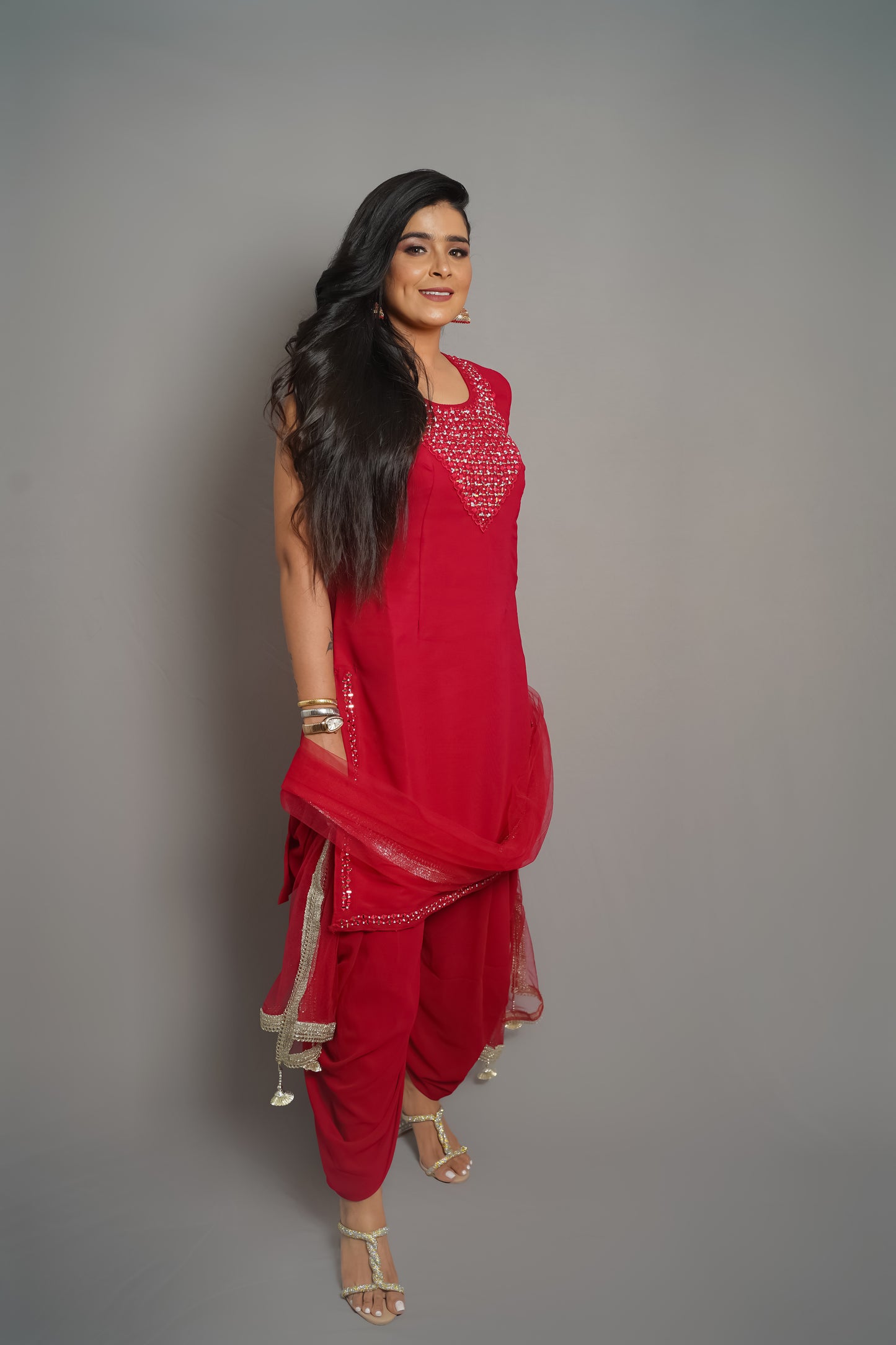 Golden Blossom Dhoti Suit