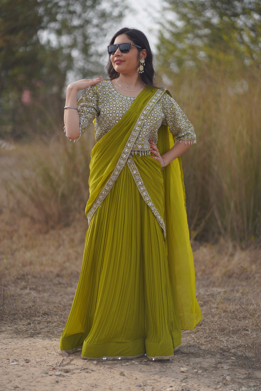 Olive Opulence Mirror Lehenga