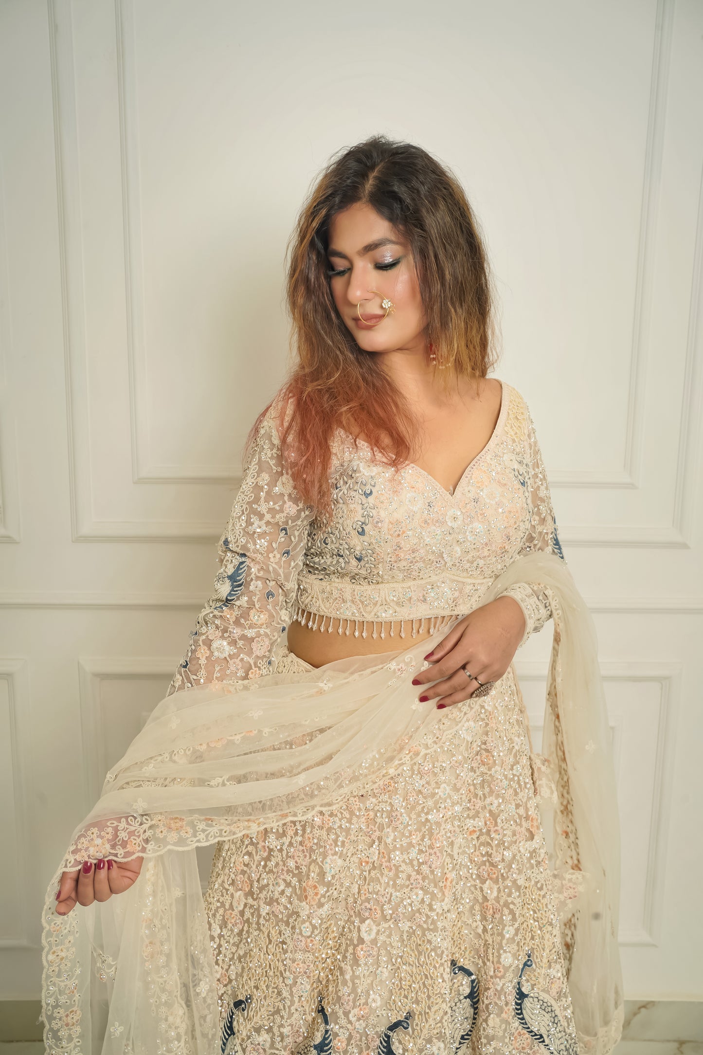 Ivory Bloom Embroidered Lehenga Set
