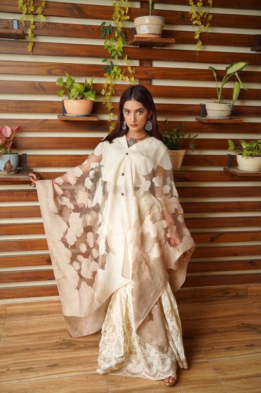 Luxe Floral Organza Cape Set