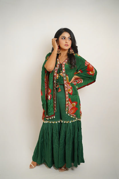 Mehrunisa Emerald Sharara Set