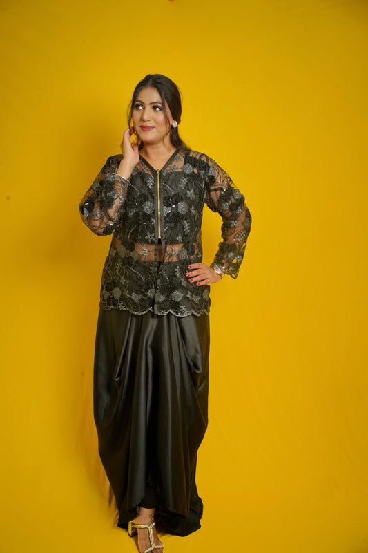 Midnight Glam Dhoti Set