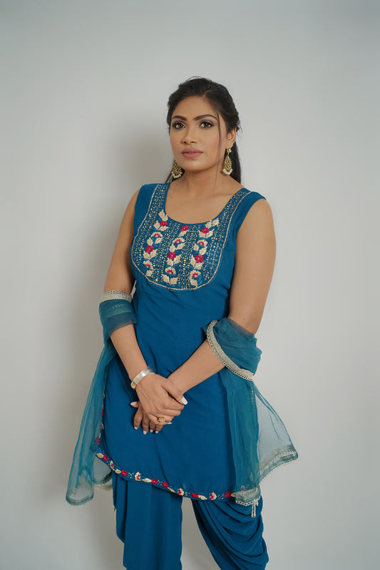 Royal Azure Dhoti Suit