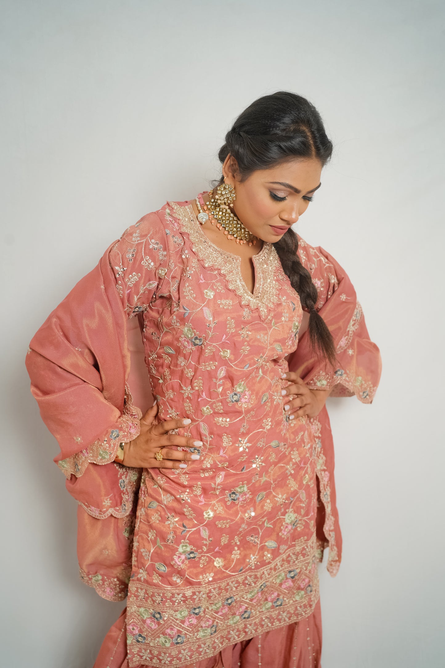 Royal Lavender Embroidered Sharara Suit
