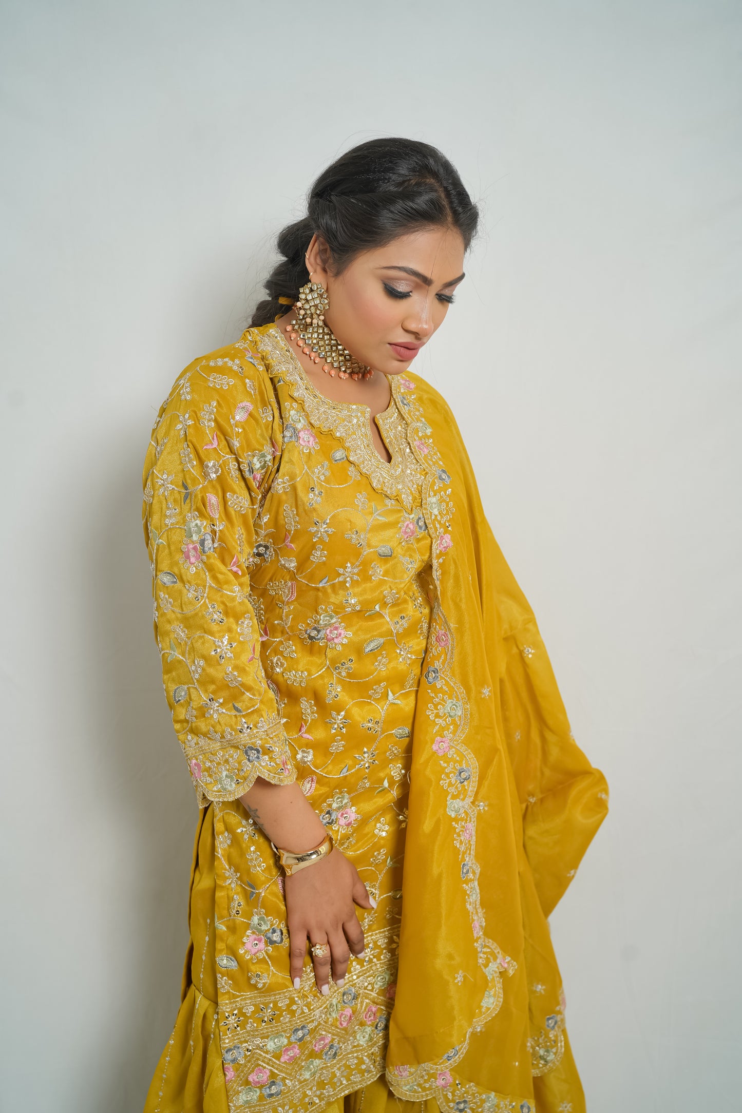 Royal Lavender Embroidered Sharara Suit