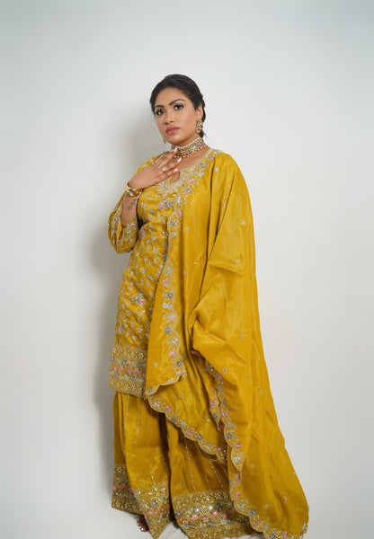 Royal Lavender Embroidered Sharara Suit