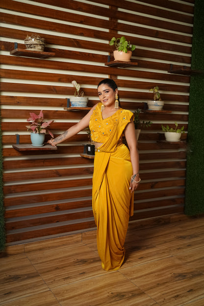 Serene Blue Stitched Saree