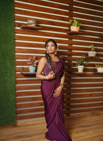 Wine Luxe Draped Saree