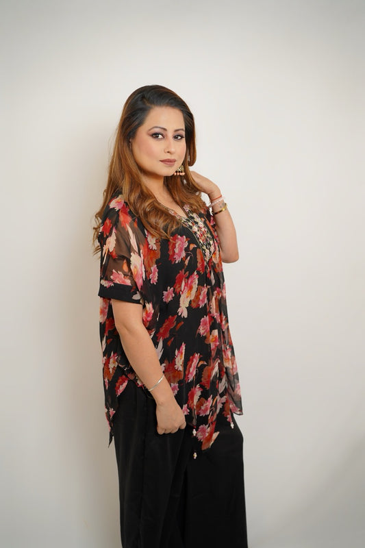 Zehra – Mirror Embellished Kaftan Set